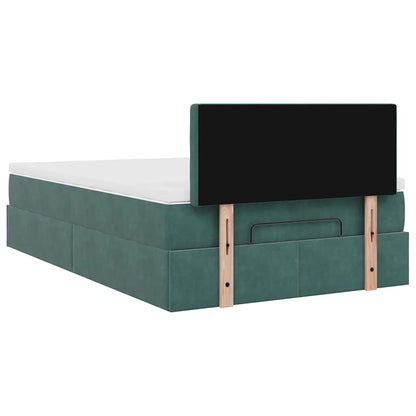 Pouf Letto con Materasso e LED Verde Scuro 120x190cm in Velluto