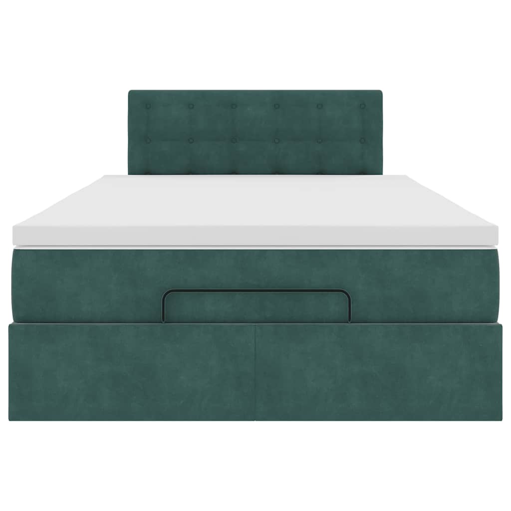 Pouf Letto con Materasso e LED Verde Scuro 120x190cm in Velluto | homemem39