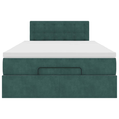 Pouf Letto con Materasso e LED Verde Scuro 120x190cm in Velluto | homemem39