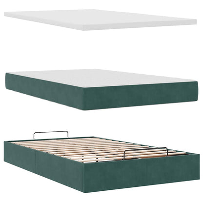Pouf Letto con Materasso e LED Verde Scuro 120x190cm in Velluto | homemem39