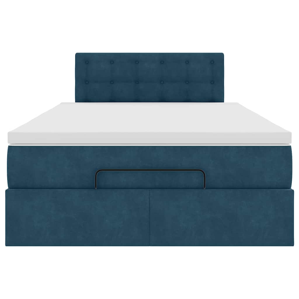 Pouf Letto con Materasso e LED Blu Scuro 120x190cm in Velluto | homemem39