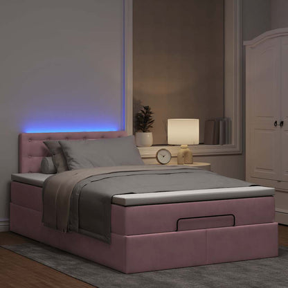 Pouf Letto con Materasso e LED Rosa 120x190cm in Velluto | homemem39
