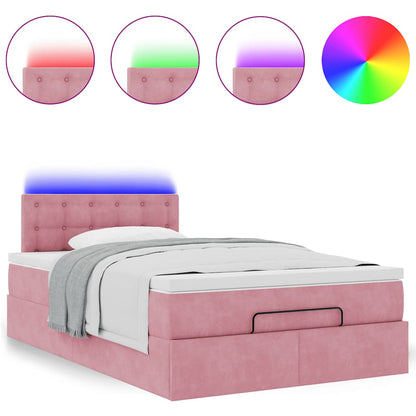 Pouf Letto con Materasso e LED Rosa 120x190cm in Velluto | homemem39