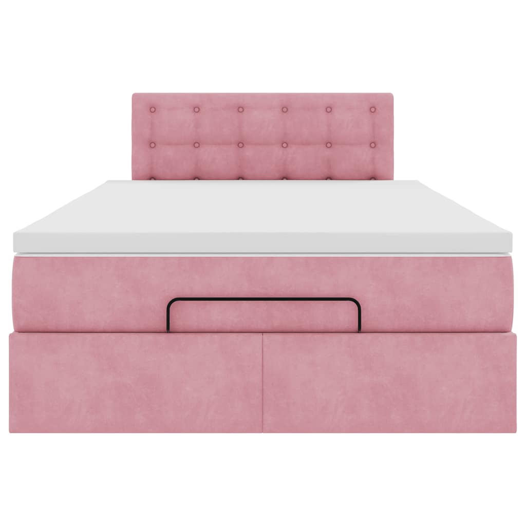 Pouf Letto con Materasso e LED Rosa 120x190cm in Velluto | homemem39