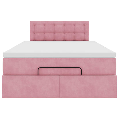 Pouf Letto con Materasso e LED Rosa 120x190cm in Velluto | homemem39