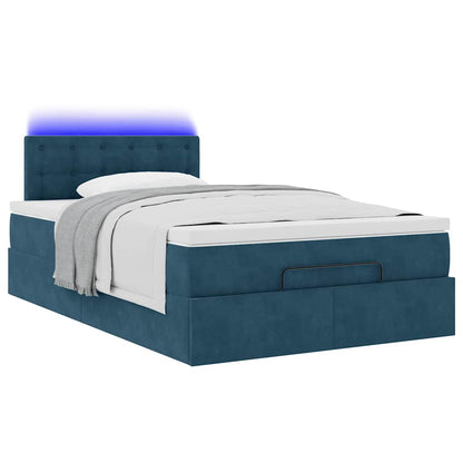 Struttura Letto Pouf con Materasso Blu Scuro 120x200 cm Velluto | homemem39