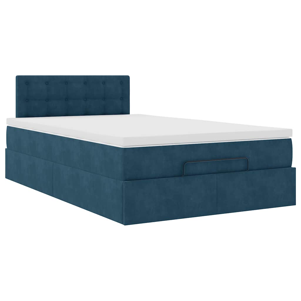 Struttura Letto Pouf con Materasso Blu Scuro 120x200 cm Velluto | homemem39