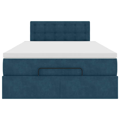 Struttura Letto Pouf con Materasso Blu Scuro 120x200 cm Velluto | homemem39