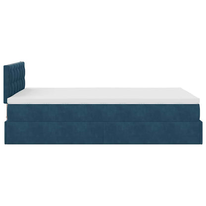 Struttura Letto Pouf con Materasso Blu Scuro 120x200 cm Velluto | homemem39