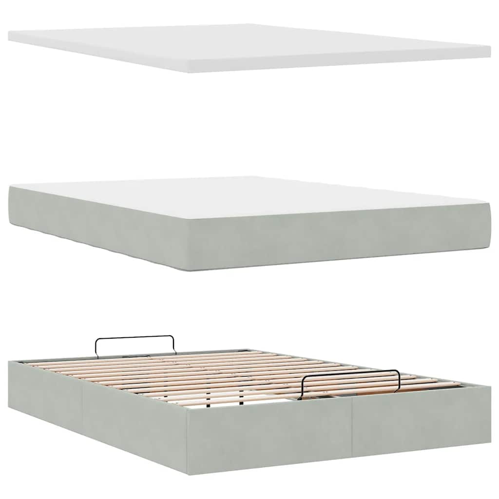 Struttura Letto Pouf con Materasso 140x190 cm Velluto | homemem39