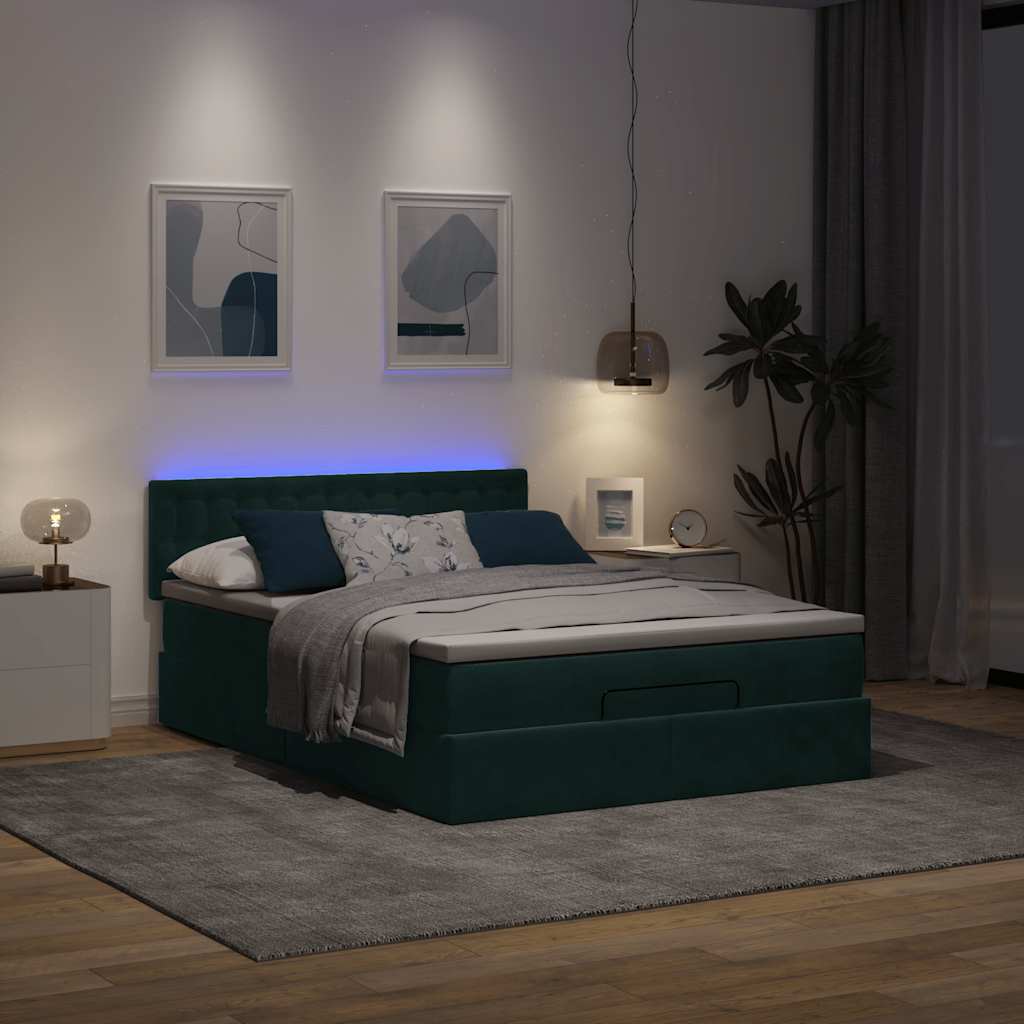 Struttura Letto Pouf con Materasso 140x190 cm in Velluto | homemem39