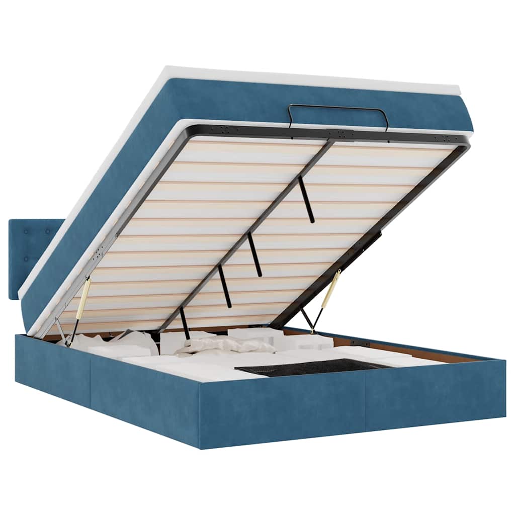 Struttura Letto Pouf con Materasso 140x190 cm in Velluto - homemem39