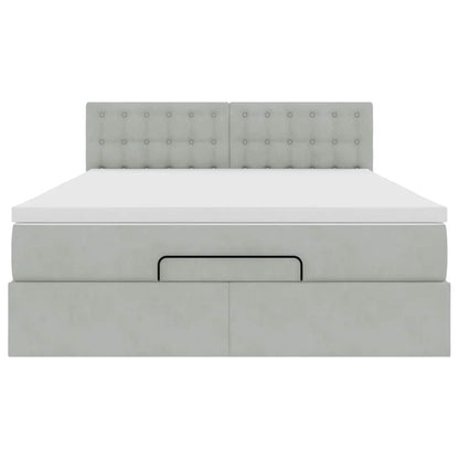 Struttura Letto Pouf con Materasso 140x200 cm in Velluto