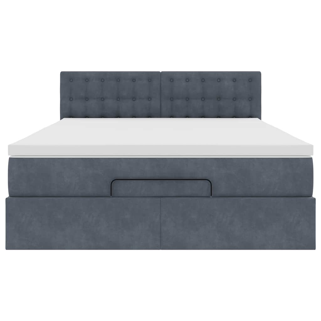 Struttura Letto Pouf con Materasso 140x200 cm in Velluto