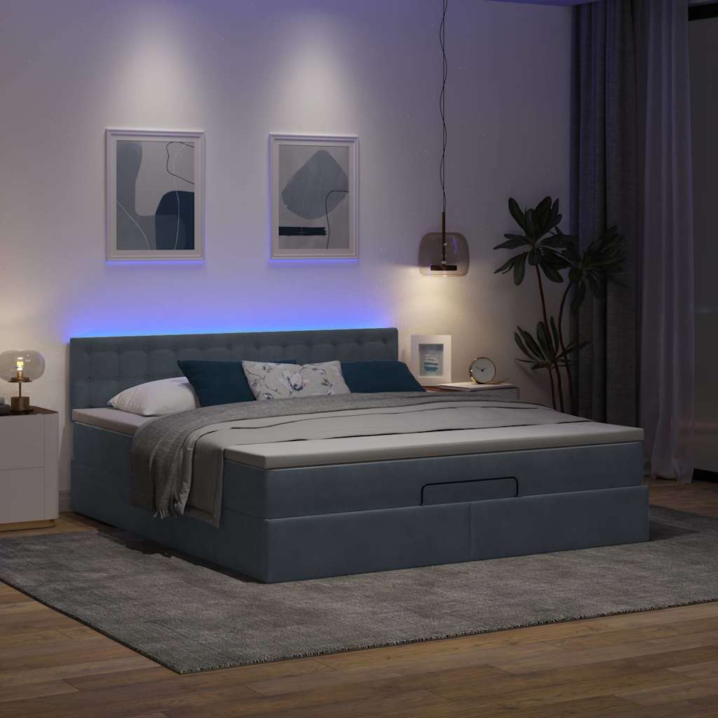 Struttura Letto Pouf con Materasso 160x200 cm in Velluto | homemem39