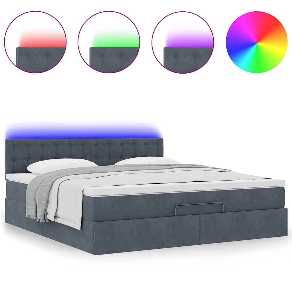 Struttura Letto Pouf con Materasso 160x200 cm in Velluto | homemem39
