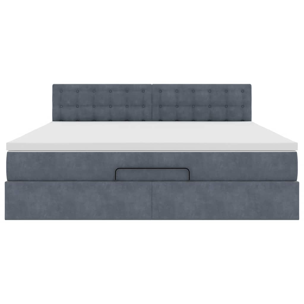 Struttura Letto Pouf con Materasso 160x200 cm in Velluto | homemem39