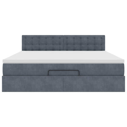 Struttura Letto Pouf con Materasso 160x200 cm in Velluto | homemem39