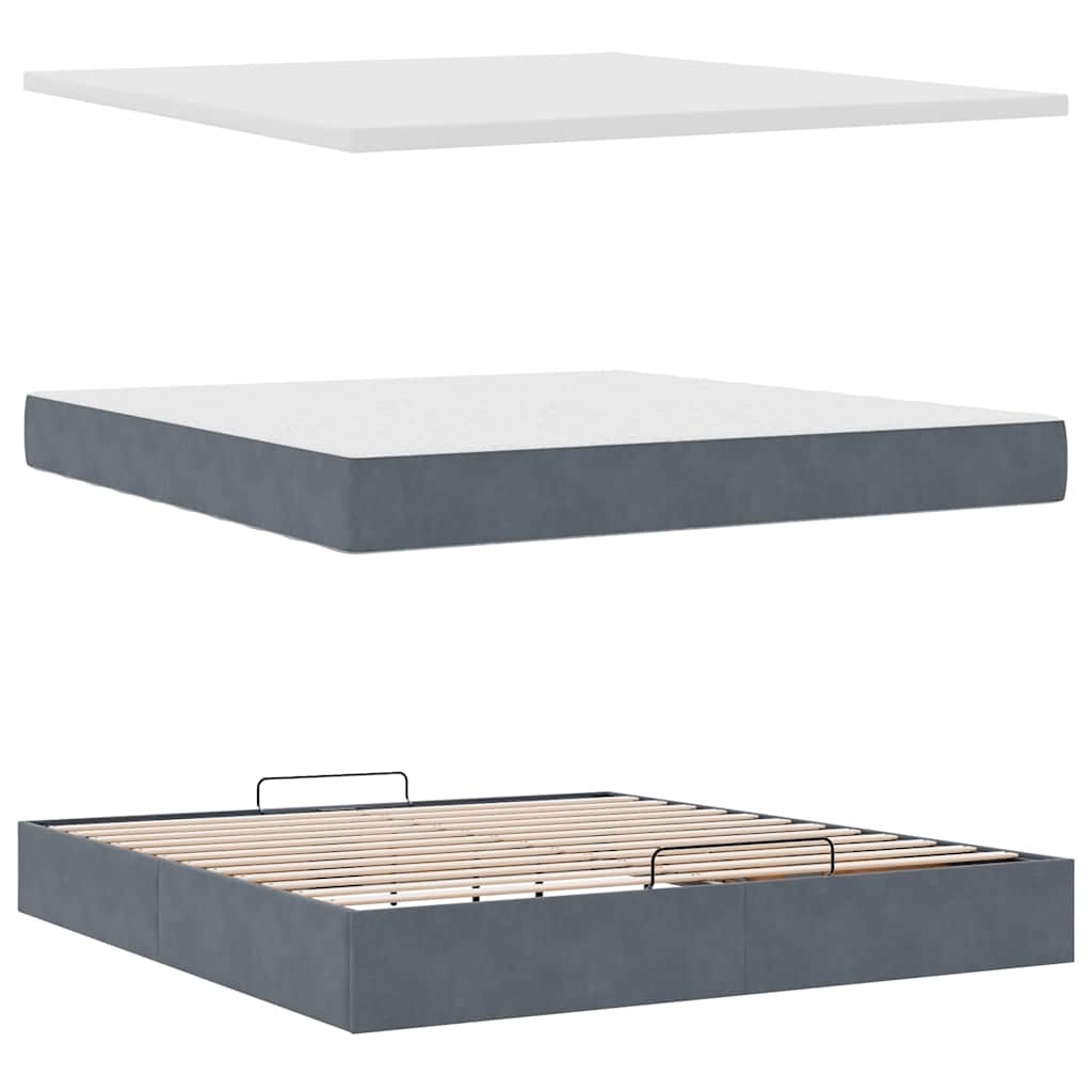 Struttura Letto Pouf con Materasso 160x200 cm in Velluto | homemem39