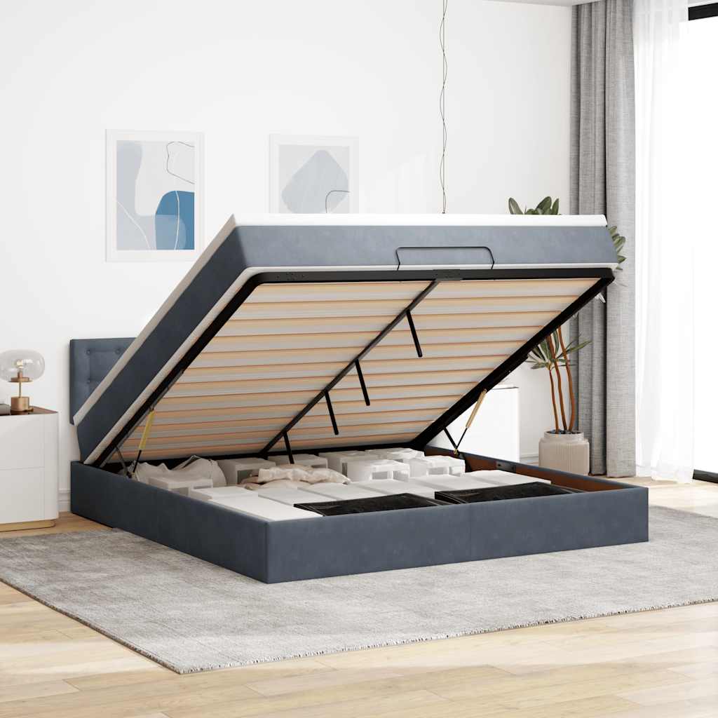 Struttura Letto Pouf con Materasso 160x200 cm in Velluto | homemem39