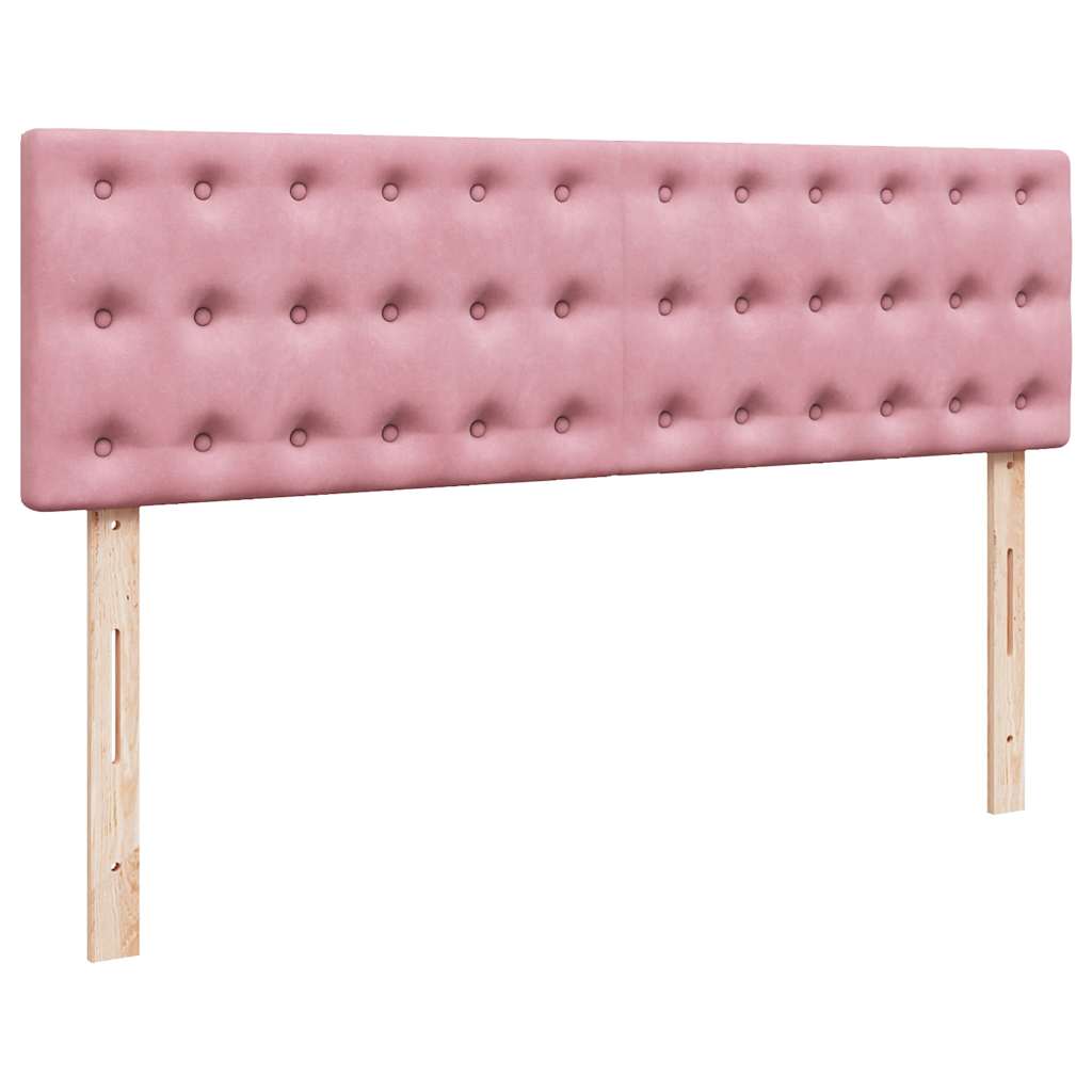 Struttura Letto Pouf con Materasso Rosa 160x200 cm in Velluto