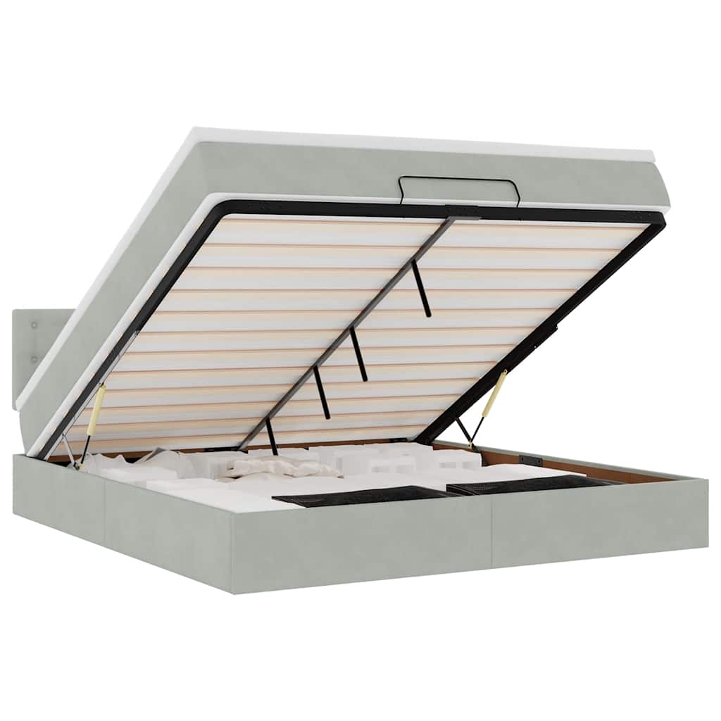 Struttura Letto Pouf con Materasso 180x200 cm in Velluto - homemem39