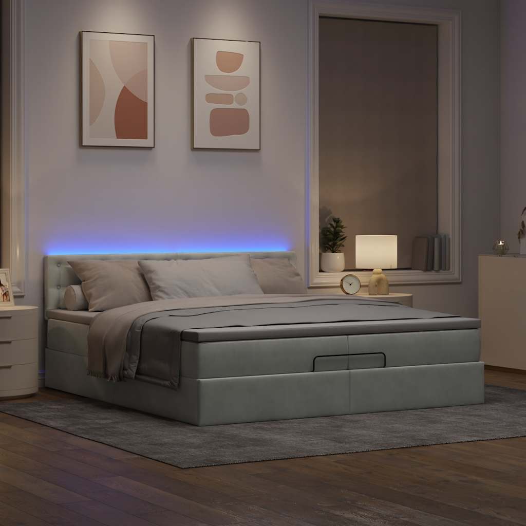 Struttura Letto Pouf con Materassi 200x200 cm Velluto | homemem39