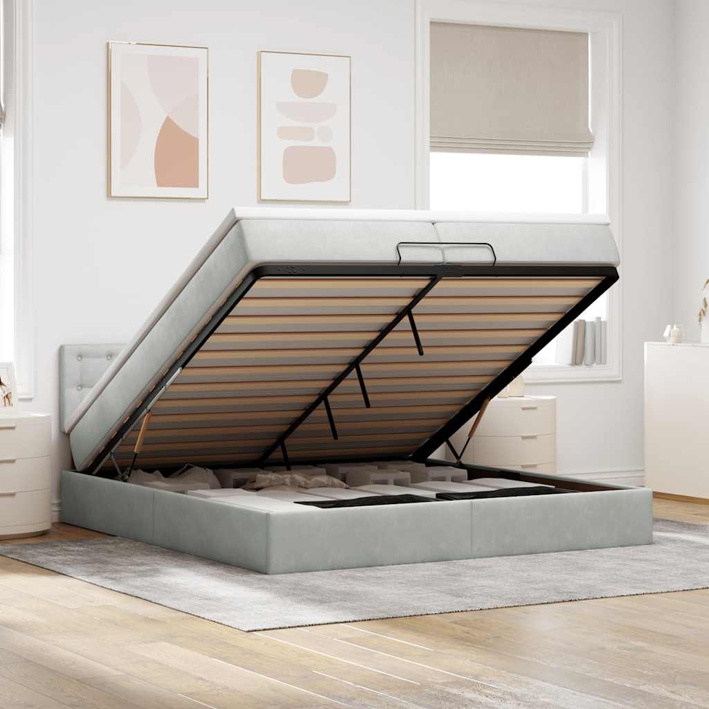 Struttura Letto Pouf con Materassi 200x200 cm Velluto | homemem39