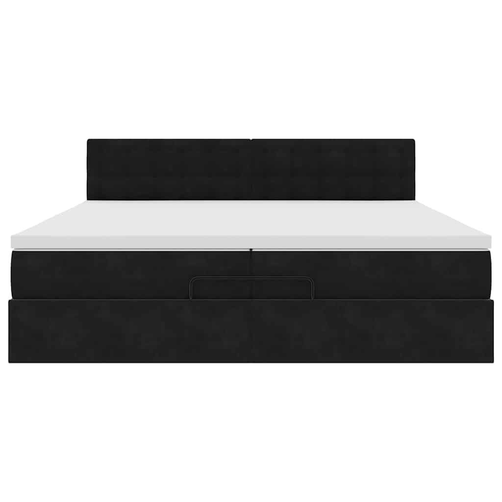 Struttura Letto Pouf con Materassi Nero 200x200 cm Velluto | homemem39