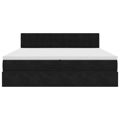 Struttura Letto Pouf con Materassi Nero 200x200 cm Velluto | homemem39