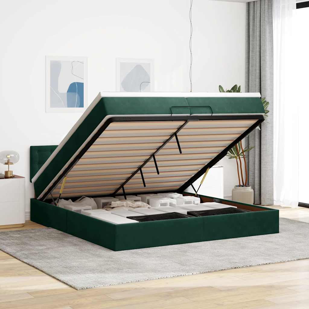 Struttura Letto Pouf con Materassi 200x200 cm Velluto | homemem39