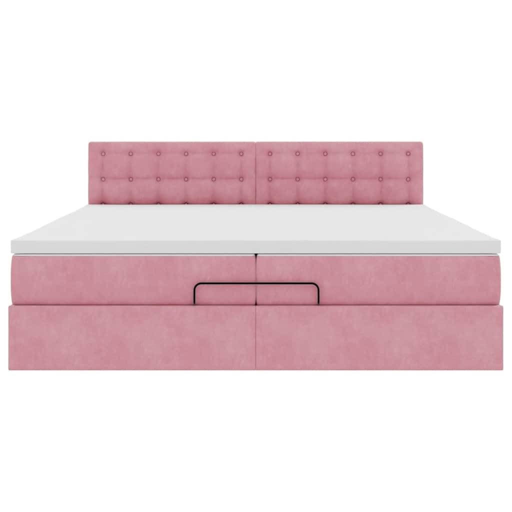 Struttura Letto Pouf con Materassi Rosa 200x200 cm Velluto | homemem39
