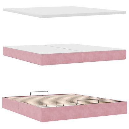 Struttura Letto Pouf con Materassi Rosa 200x200 cm Velluto | homemem39