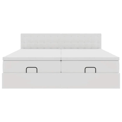 Struttura Letto Pouf con Materassi Bianco 160x200 cm Similpelle | homemem39
