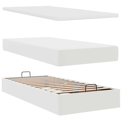Struttura Letto Pouf con Materassi Bianco 160x200 cm Similpelle | homemem39