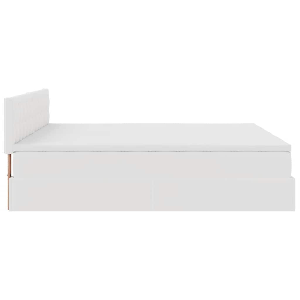 Struttura Letto Pouf con Materassi Bianco 160x200 cm Similpelle | homemem39