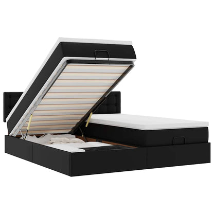 Pouf Letto con Materassi e LED Nero 180x200cm Similpelle | homemem39