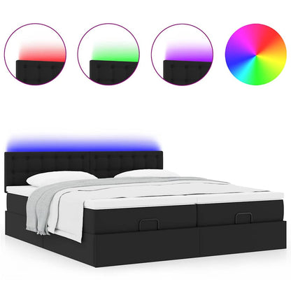 Pouf Letto con Materassi e LED Nero 180x200cm Similpelle | homemem39