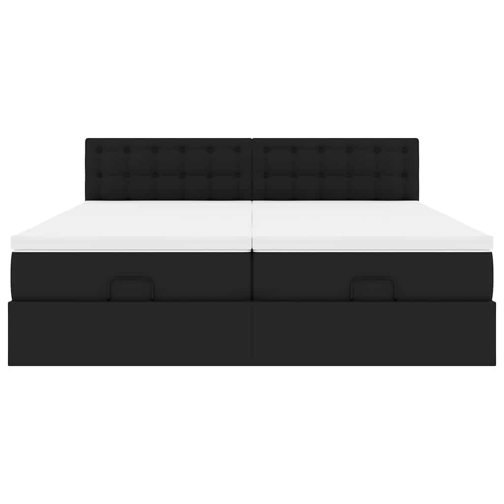 Pouf Letto con Materassi e LED Nero 180x200cm Similpelle | homemem39