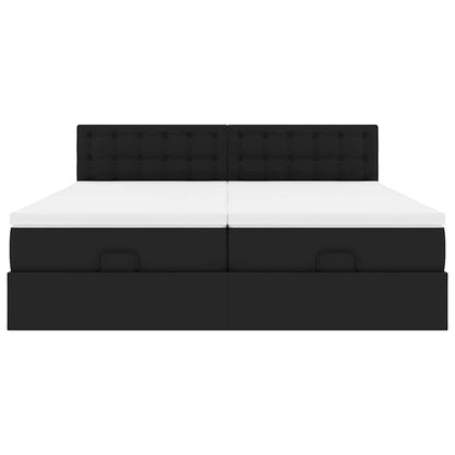 Pouf Letto con Materassi e LED Nero 180x200cm Similpelle | homemem39