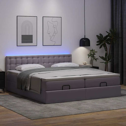 Pouf Letto con Materassi e LED Grigio 180x200cm Similpelle | homemem39
