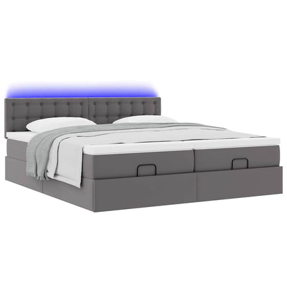 Pouf Letto con Materassi e LED Grigio 180x200cm Similpelle | homemem39