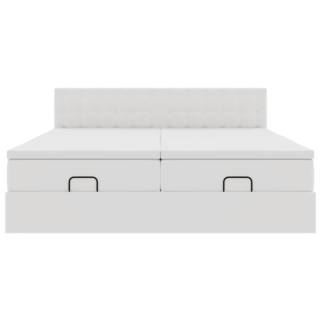 Struttura Letto Pouf con Materassi Bianco 200x200 cm Similpelle | homemem39