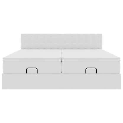 Struttura Letto Pouf con Materassi Bianco 200x200 cm Similpelle | homemem39