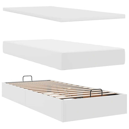 Struttura Letto Pouf con Materassi Bianco 200x200 cm Similpelle | homemem39