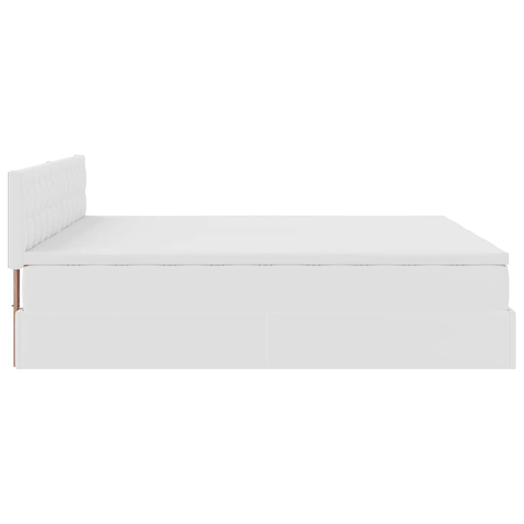 Struttura Letto Pouf con Materassi Bianco 200x200 cm Similpelle | homemem39