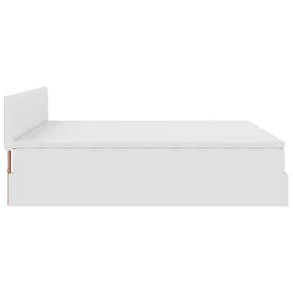 Struttura Letto Pouf con Materassi Bianco 200x200 cm Similpelle | homemem39