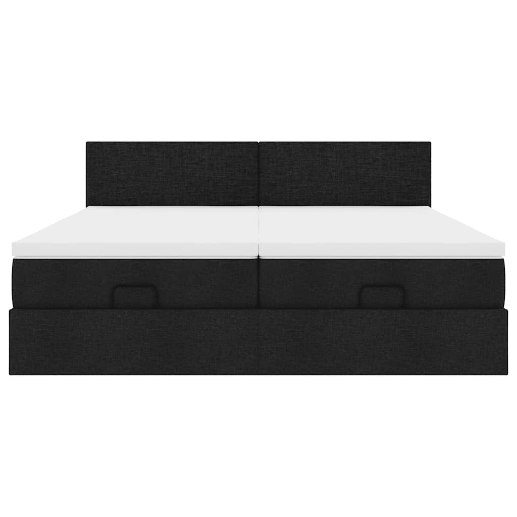 Struttura Letto Pouf con Materassi Nero 160x200 cm in Tessuto | homemem39