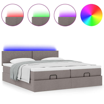 Struttura Letto Pouf con Materassi Tortora 160x200cm in Tessuto | homemem39