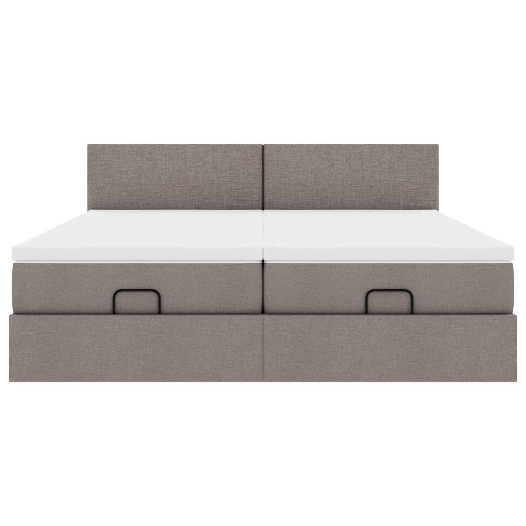 Struttura Letto Pouf con Materassi Tortora 160x200cm in Tessuto | homemem39